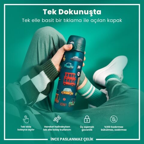 Ion8 - İnce Suluk - Koyu Mavi - 500 ml - Sızdırmaz - BPA İçermeyen