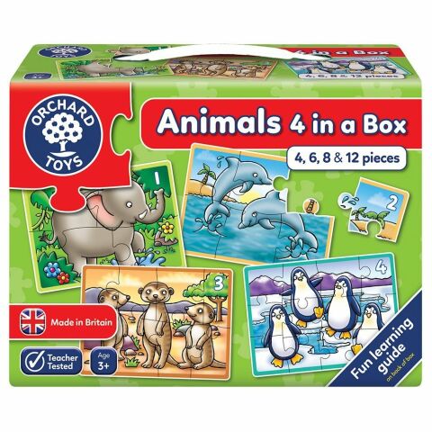 Orchard Toys Hayvanlar 4ü1 Arada (Animals Puzzle 4in1 Box) 3+Yaş