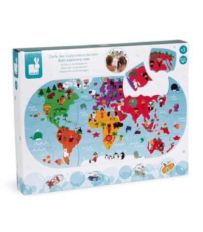 Janod Suya Dayanıklı 28 Parça Puzzle - Dünya Haritası