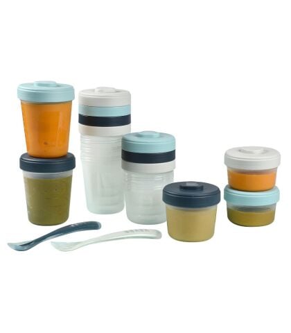 Beaba Saklama Kabı ve Silikon Kaşık Seti - Black - Green