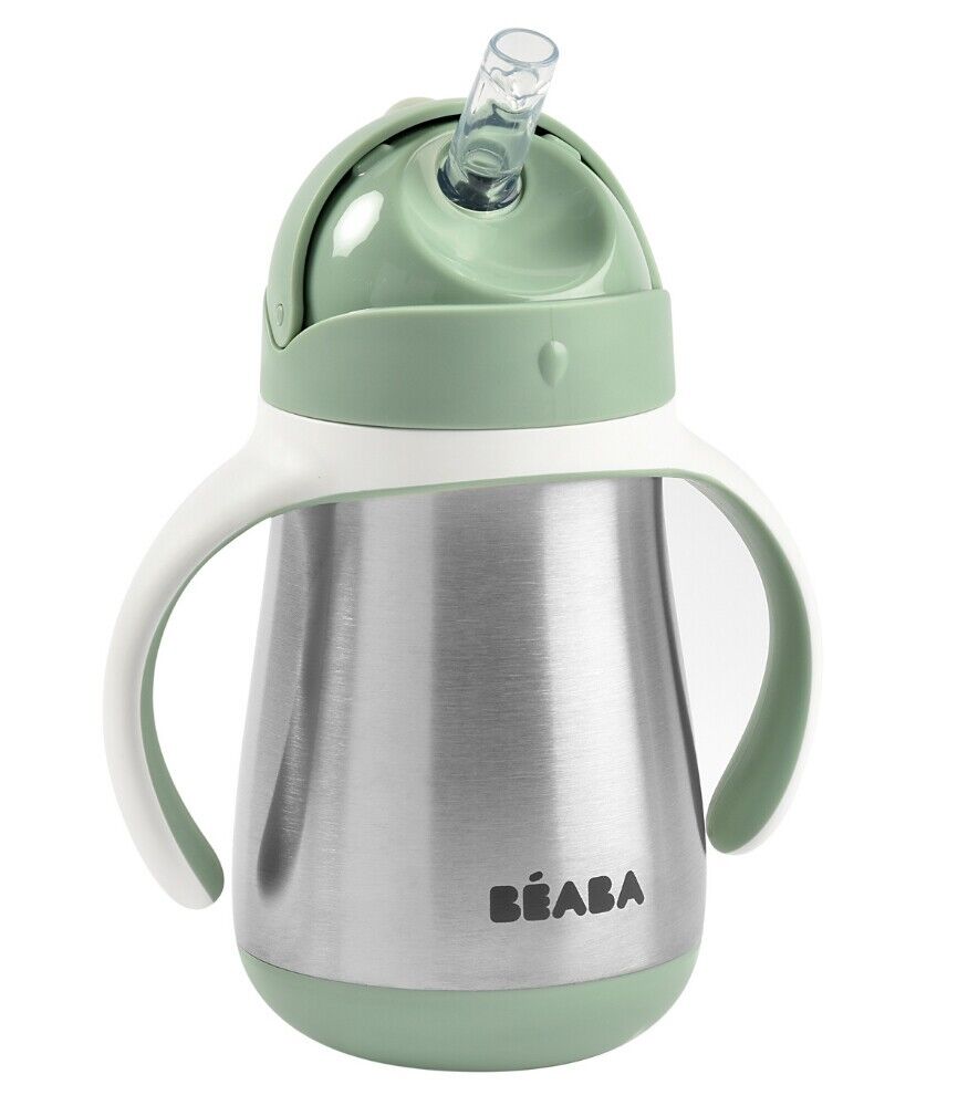 Beaba Çelik Termos Pipetli Suluk - Sage Green