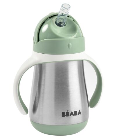 Beaba Çelik Termos Pipetli Suluk - Sage Green