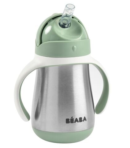 Beaba Çelik Termos Pipetli Suluk - Sage Green