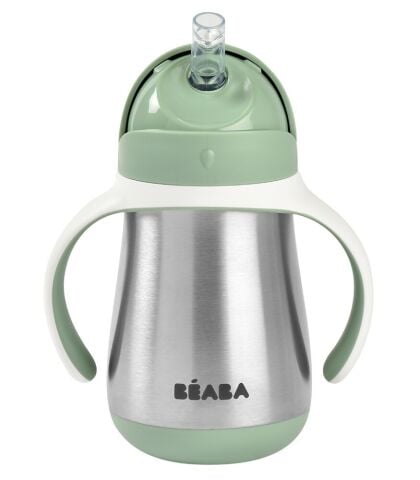Beaba Çelik Termos Pipetli Suluk - Sage Green