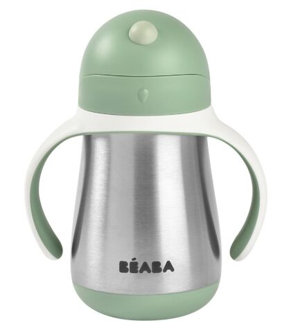 Beaba Çelik Termos Pipetli Suluk - Sage Green