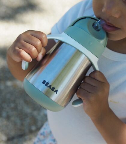 Beaba Çelik Termos Pipetli Suluk - Sage Green