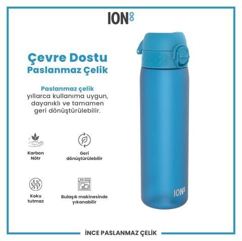 Ion8 - İnce Suluk - Mavi - 500 ml - Sızdırmaz - BPA İçermeyen