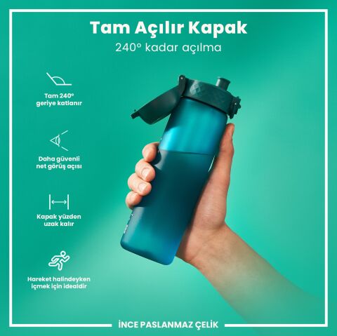 Ion8 - İnce Suluk - Deniz Mavisi - 500 ml - Sızdırmaz - BPA İçermeyen