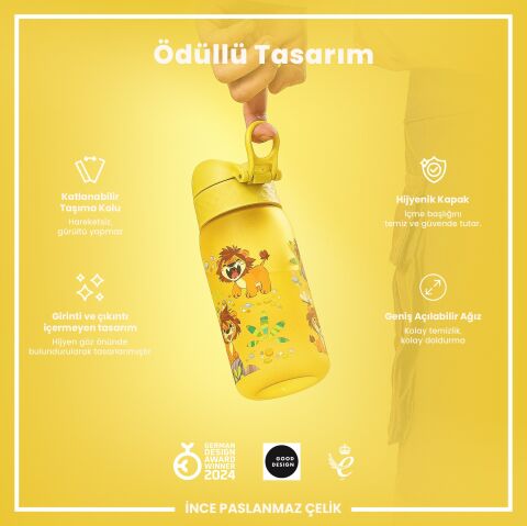Ion8 - Çocuk Suluk - Bebek Aslanlar - 350 ml - Sızdırmaz - BPA İçermeyen