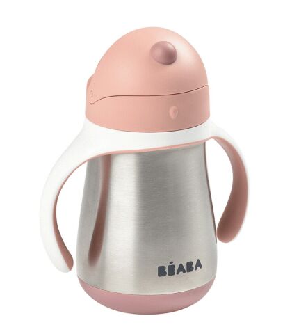 Beaba Çelik Termos Pipetli Suluk (250 ml) // Old Pink