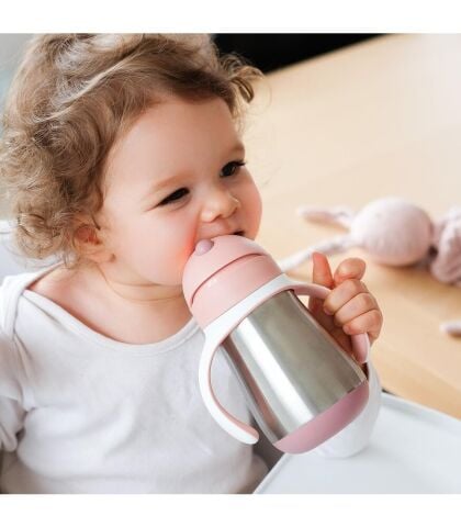 Beaba Çelik Termos Pipetli Suluk (250 ml) // Old Pink