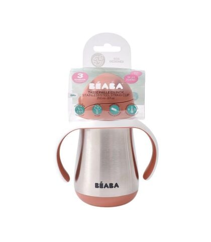 Beaba Çelik Termos Pipetli Suluk (250 ml) -  Terracotta