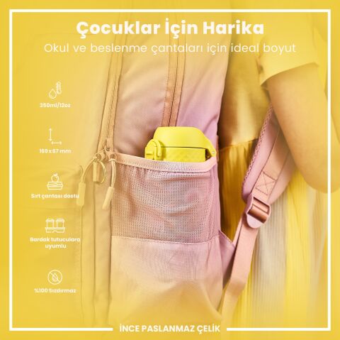 Ion8 - Çocuk Suluk - Sarı Unicorn - 350 ml - Sızdırmaz - BPA İçermeyen