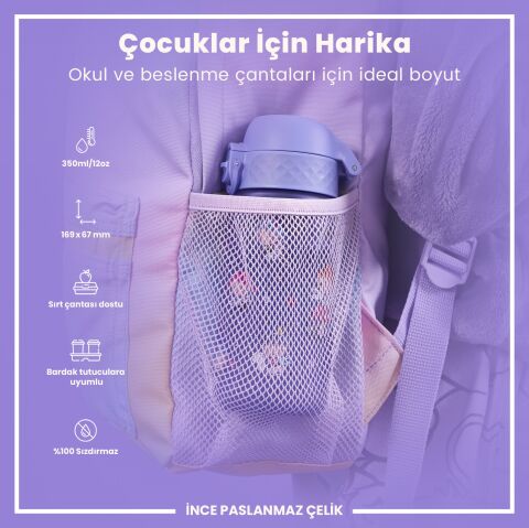 Ion8 - Çocuk Suluk - Peri Kızı - 350 ml - Sızdırmaz - BPA İçermeyen