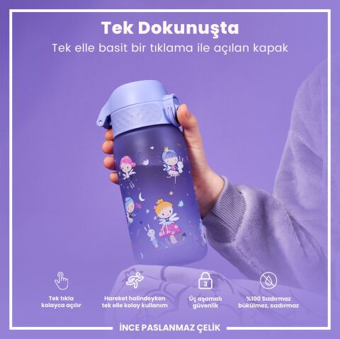 Ion8 - Çocuk Suluk - Peri Kızı - 350 ml - Sızdırmaz - BPA İçermeyen