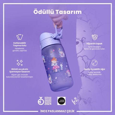 Ion8 - Çocuk Suluk - Peri Kızı - 350 ml - Sızdırmaz - BPA İçermeyen