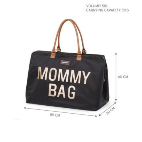 Childhome - Mommy Bag - Anne-Bebek Bakım Çantası – Siyah - Gold
