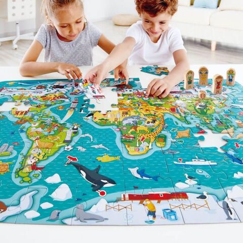 Hape 2in1 Dünya Turu Yapboz ve Kutu Oyunu