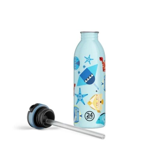 24Bottles - Kids Bottle Sea Friends Pipetli Paslanmaz Çelik Çocuk Su Matarası 500 ml