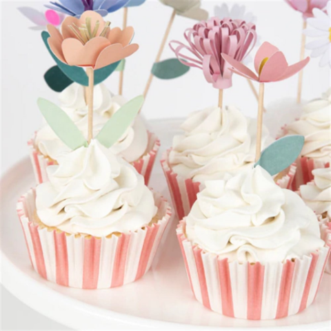 Meri Meri - Flower Garden Cupcake Kit - Çiçek Bahçesi Cupcake Seti - 24'lü