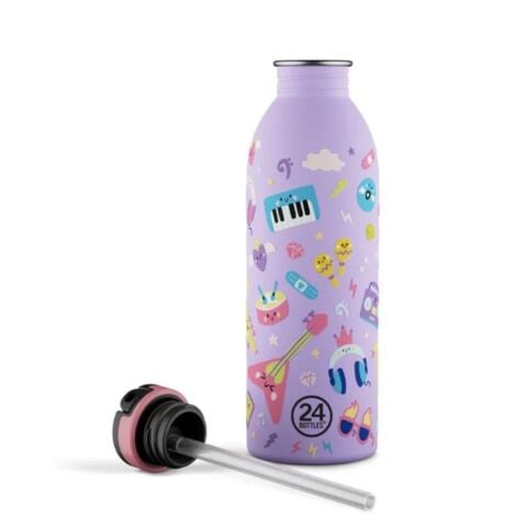 24Bottles - Kids Bottle Music Friends Pipetli Paslanmaz Çelik Çocuk Su Matarası 500 ml