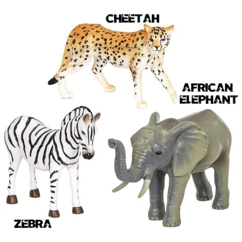 Terra Orman Hayvanları 3'lü Set Zebra, Fil ve Çita