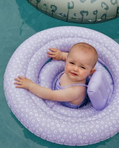 Swim Essentials Lila Leopard Bebek Sırt Destekli Yüzme Simidi 0-1 Yaş