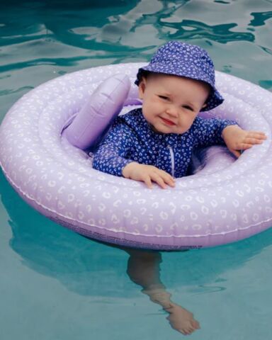 Swim Essentials Lila Leopard Bebek Sırt Destekli Yüzme Simidi 0-1 Yaş