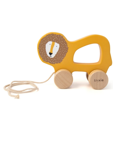 Trixie - Wooden Pull Along Toy - Ahşap İpli Araba - Mr. Lion