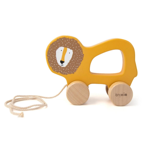 Trixie - Wooden Pull Along Toy - Ahşap İpli Araba - Mr. Lion