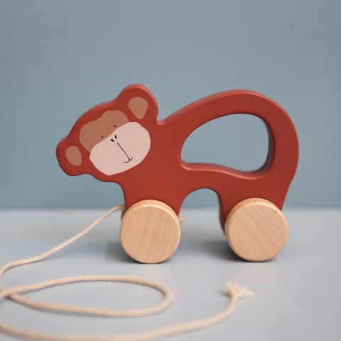 Trixie - Wooden Pull Along Toy - Ahşap İpli Oyuncak - Mr. Monkey