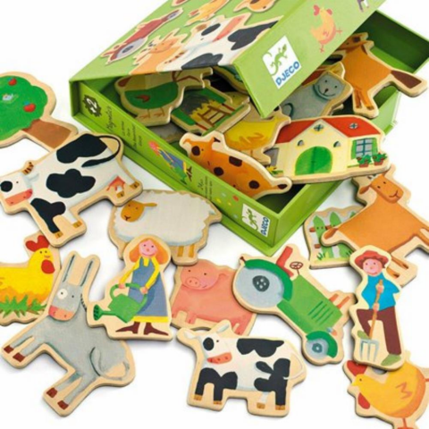 Djeco Mıknatıslı Oyunlar - Wooden Farm Magnets