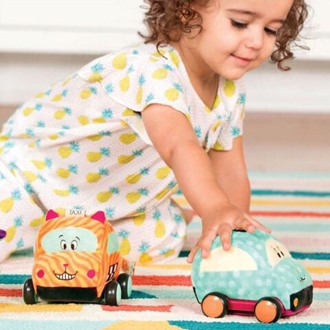 B.Toys Peluş Çek Bırak Araba / Mavi - Softies Wheeee-ls!