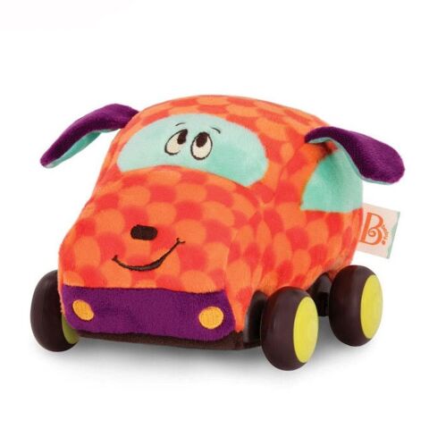 B.Toys Peluş Çek Bırak Araba / Turuncu - Softies Wheeee-ls!