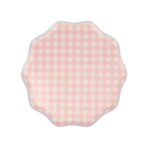 Meri Meri - Gingham Plates - Damalı Tabaklar - S - 12'Li