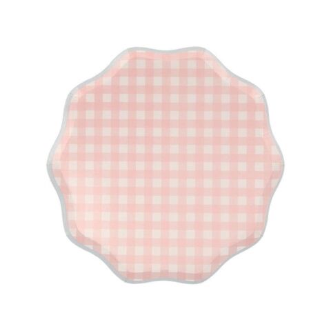 Meri Meri - Gingham Plates - Damalı Tabaklar - S - 12'Li