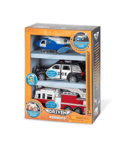 Driven 3'lü Set - Helikopter, Polis Arabası, İtfaiye Arabası