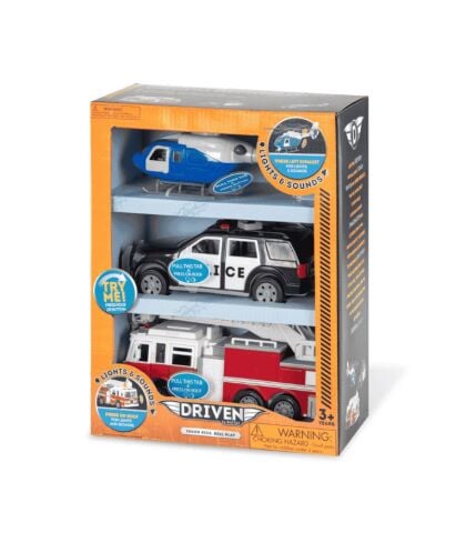 Driven 3'lü Set - Helikopter, Polis Arabası, İtfaiye Arabası