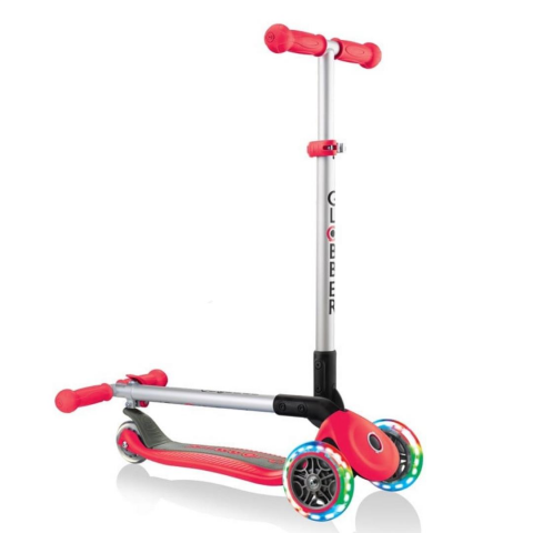 Globber Primo Işıklı Katlanabilir Scooter - Kırmızı