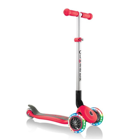 Globber Primo Işıklı Katlanabilir Scooter - Kırmızı