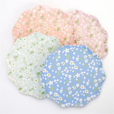 Meri Meri - Ditsy Floral Plates - Çiçekli Tabaklar - L - 12'Li