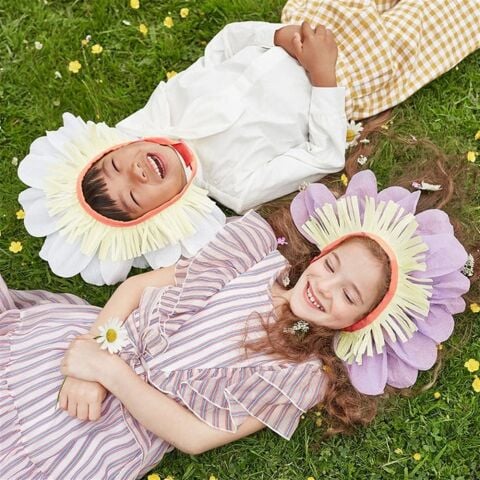 Meri Meri - Pastel Flower Paper Bonnets - Pastel Çiçekli Kağıt Taç