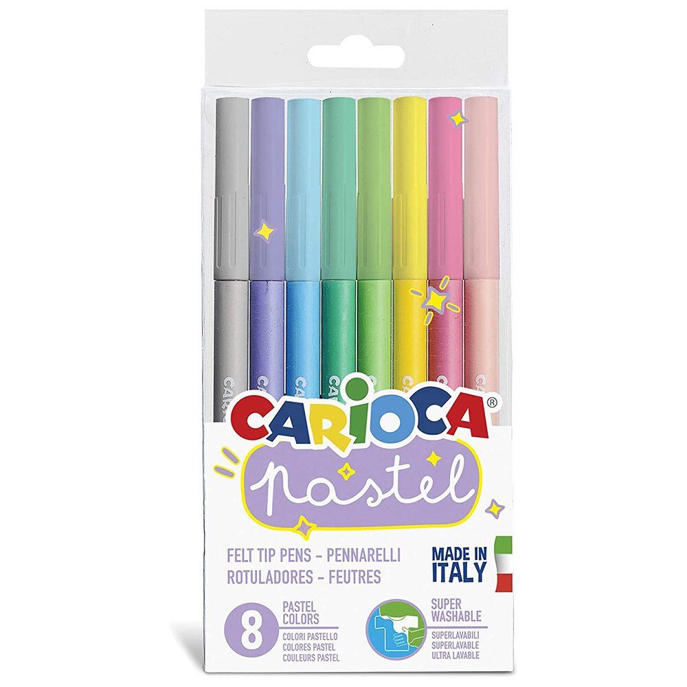 Carioca Pastel Renkler Süper Yıkanabilir Keçeli Boya Kalemi 8'li