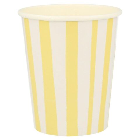 Meri Meri - Yellow Stripe Cups - Sarı Çizgili Bardaklar - 8'Li