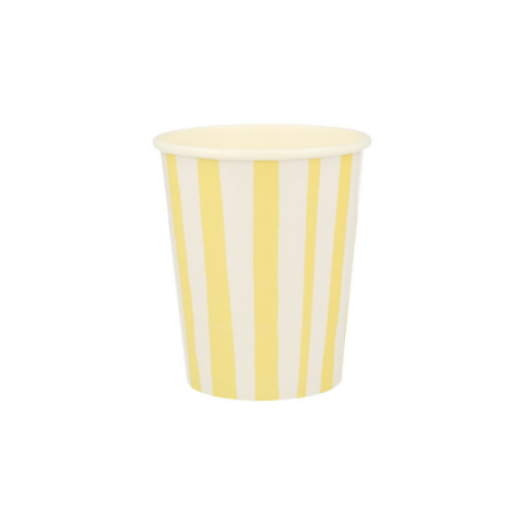 Meri Meri - Yellow Stripe Cups - Sarı Çizgili Bardaklar - 8'li