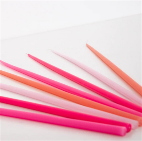 Meri Meri - Pink Tall Tapered Candles - Pembe Uzun Mumlar