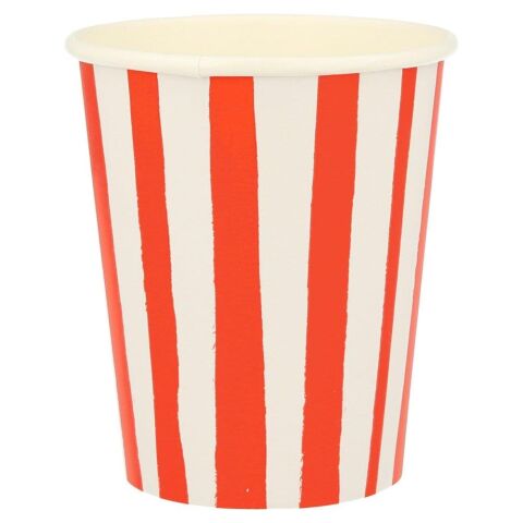 Meri Meri - Red Stripe Cups - Kırmızı Çizgili Bardaklar - 8'Li