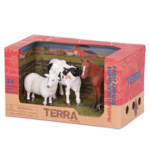 Terra Çiftlik Hayvanları 3'lü Set Koyun, Boğa ve At