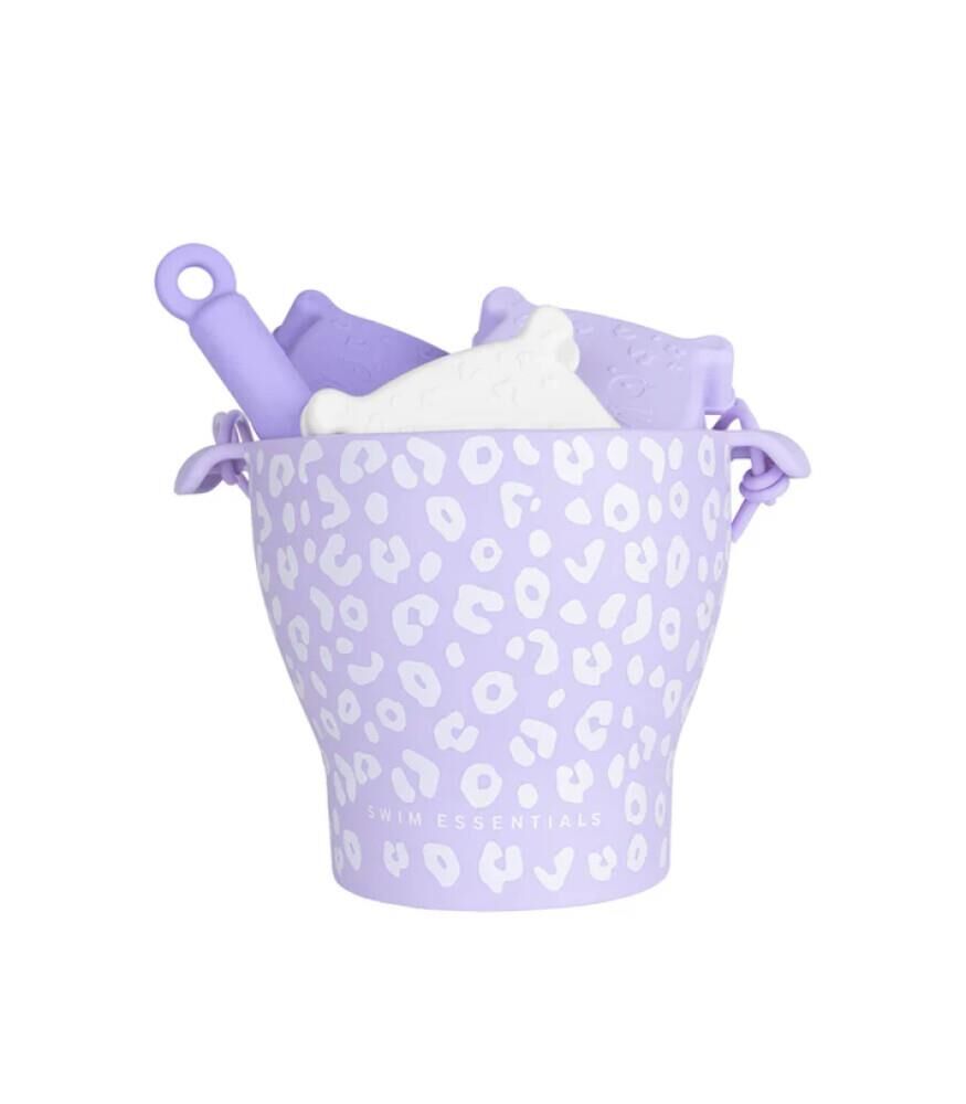 Swim Essentials Lila Leopard Silikon Oyuncak Seti - Kova, Kürek ve 3 adet Kalıp
