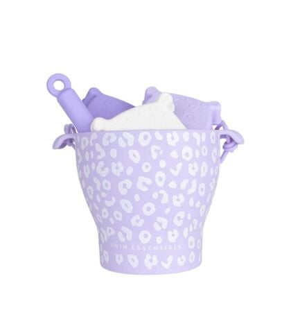 Swim Essentials Lila Leopard Silikon Oyuncak Seti - Kova, Kürek ve 3 adet Kalıp